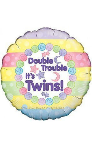 Picture of DOUBLE TROUBLE ITS TWINS FOIL BALLOON - 18INCH